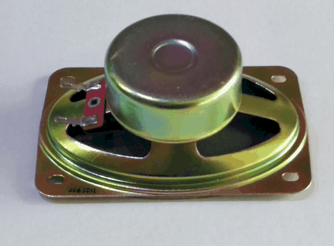Haut-parleur miniature pour usage divers de forme ovale.