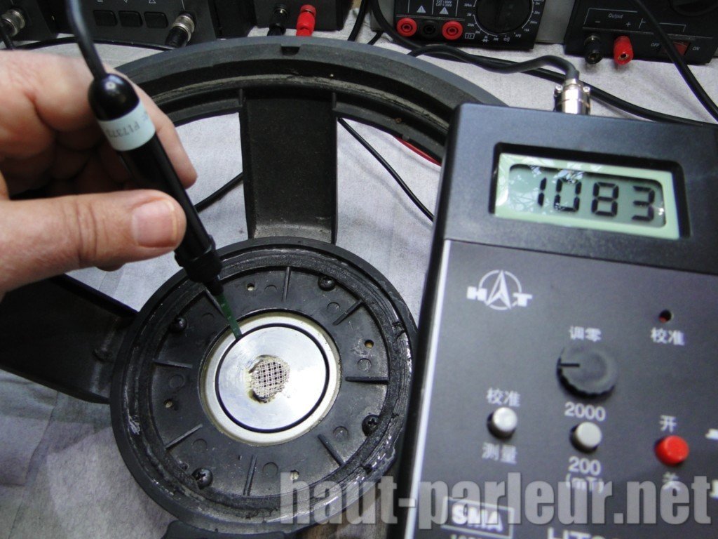 Mesure du champs magnétique dans l'entrefer de ce haut-parleur JBL