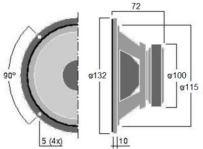 Dimensions Boomer Kevlar 13 cm 100 W RMS