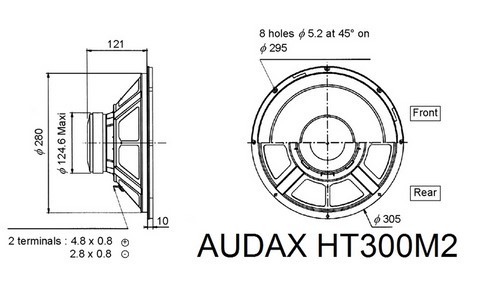 AUDAX HT300M2 dimensions du haut-parleur