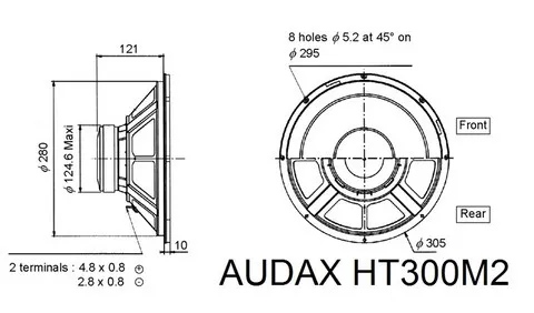 AUDAX HT300M2 dimensions du haut-parleur