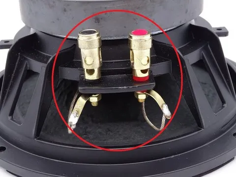 Bornes à poussoir pour châssis haut-parleur exemple
