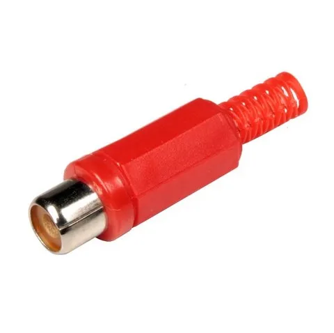 Fiche RCA femelle plastique rouge