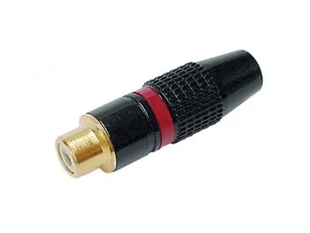 Fiche RCA femelle dorée Capot metallique rouge
