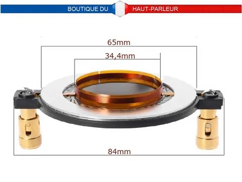 diaphragme de remplacement BHP Audio 34,4 mm dome titane 30 watts 8 ohms dimensions
