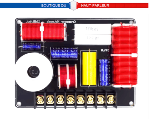 Filtre haut-parleur 3 voies 45-5000 Hz, 200 watts, 8 ohms bornier.png