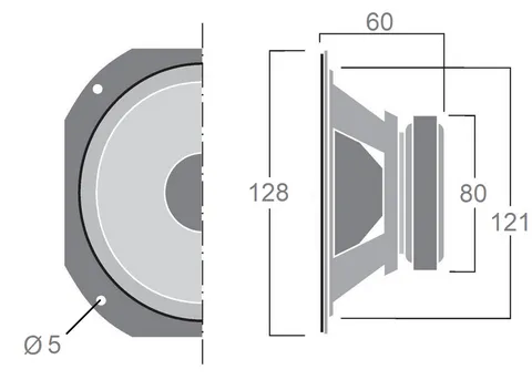 Haut-parleur large bande médium diamètre 12,8 cm  pour enceinte de 60 à 120 W