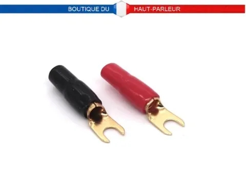 Paire de cosses fourche à sertir ou  à souder cable 2.5mm à 4 mm 0