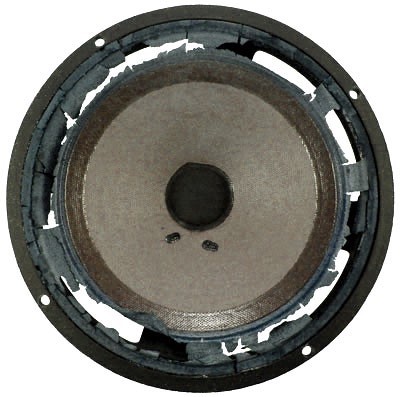 haut-parleur SEAS 21F-B de 21,5 cm de diamètre dont la suspension a preque complètement disparue.