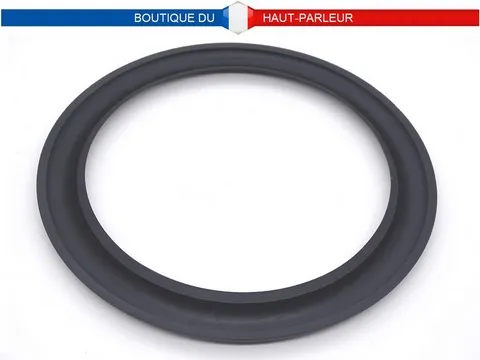 Dans une suspension à profil replié, la partie plate de collage de la suspension sur le châssis du haut-parleur est repliée sous la partie bombée de la suspension.
