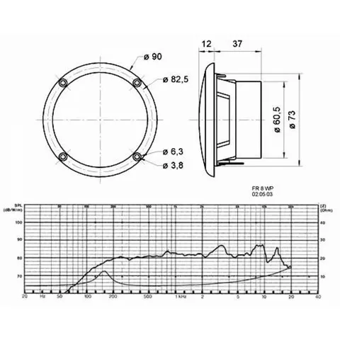 Visaton FR 8 WP dimensions