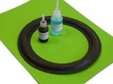 Suspension haut-parleur + colle + dissolvant pour réparation d'un subwoofer avec membrane (cone) 15,5cm