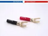 Paire de cosses haut-parleur fourche 4 mm à visser isolées