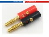 Paire de fiches banane dorées pour câble enceinte haut-parleur